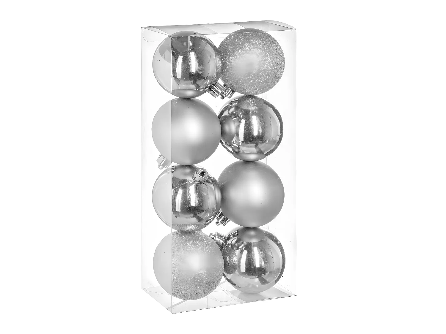 Déco de sapin Lot de 8 Boules de Noël D 7 cm - Argent