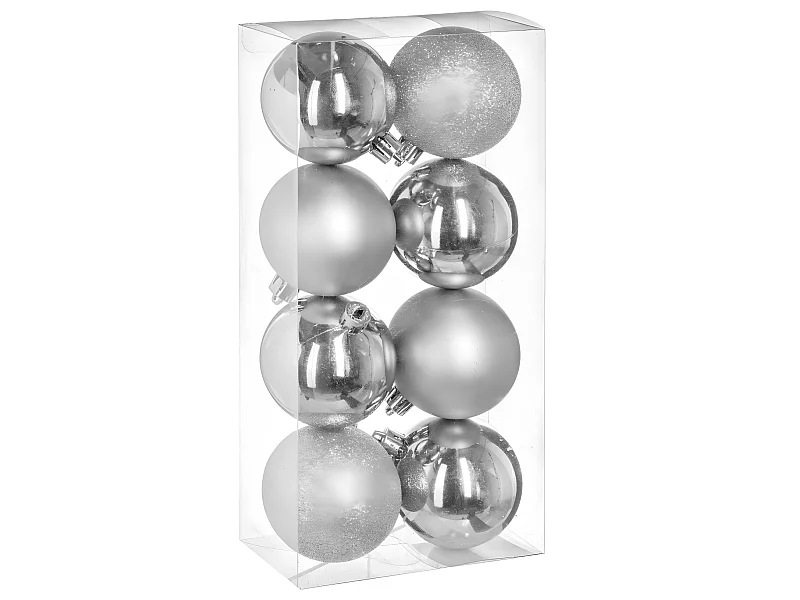 Déco de sapin Lot de 8 Boules de Noël D 7 cm - Argent