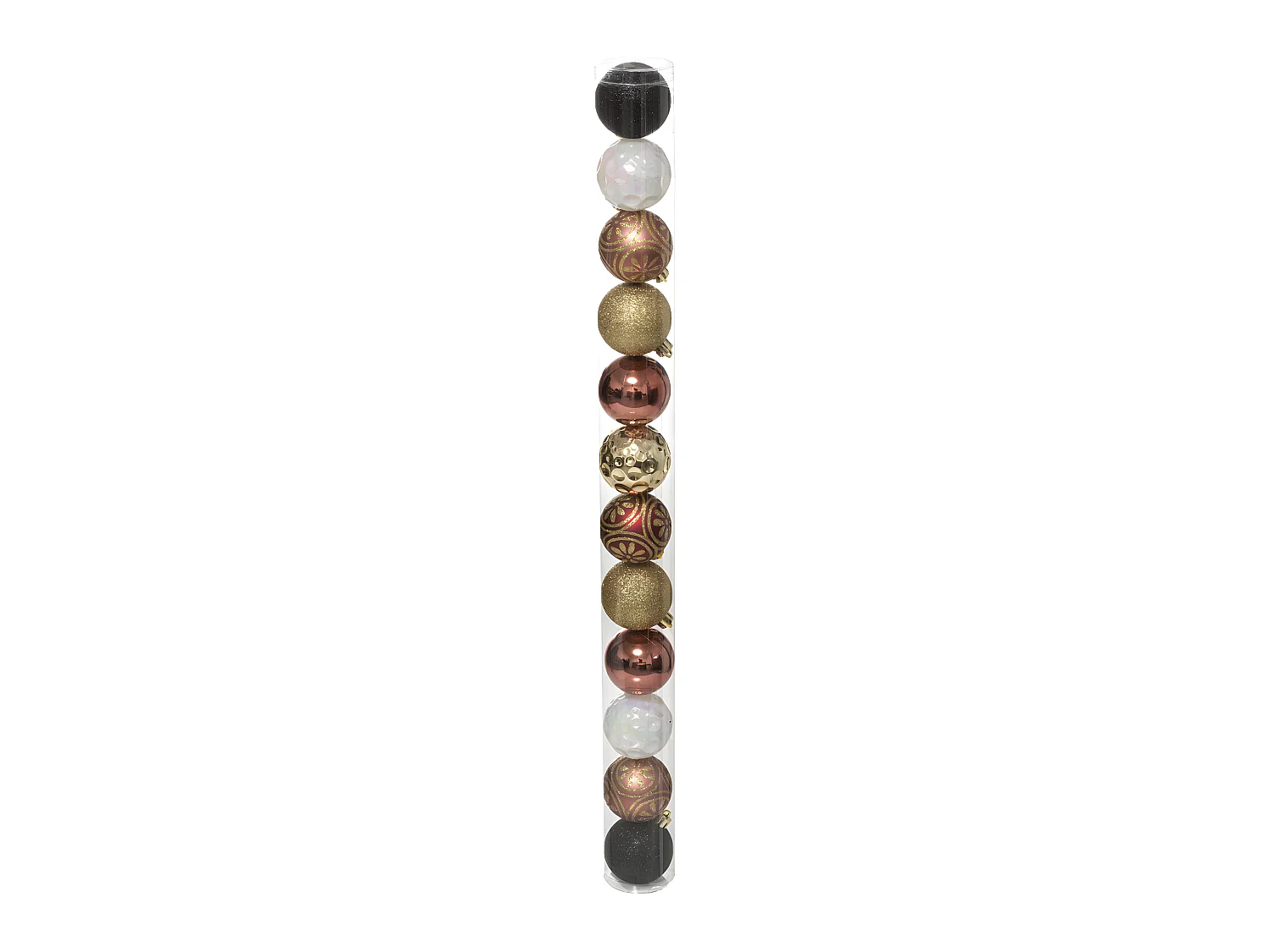 Déco de sapin Lot de 12 Boules de Noël D 6 cm - Noir Orange et Champagne
