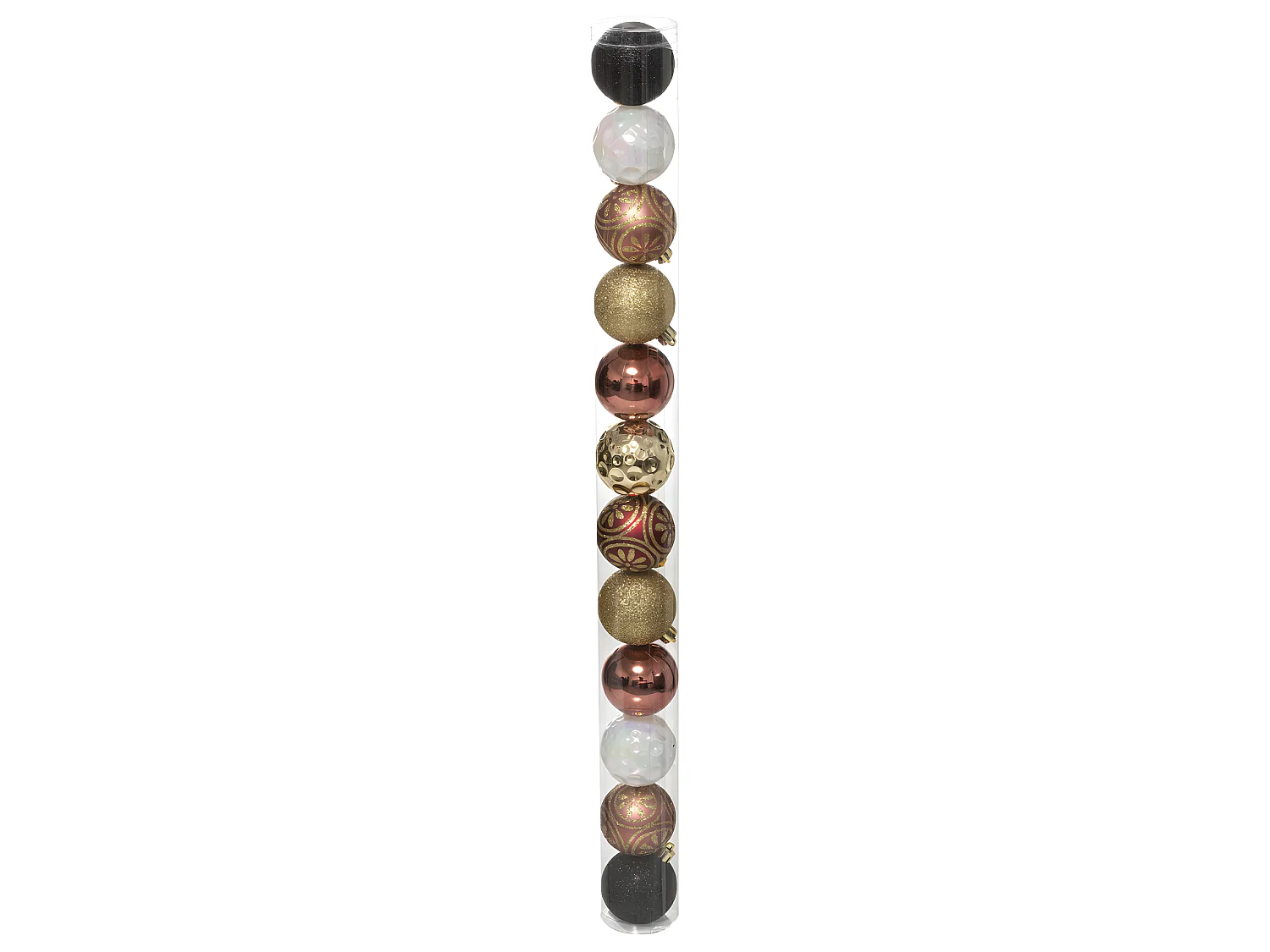 Déco de sapin Lot de 12 Boules de Noël D 6 cm - Noir Orange et Champagne