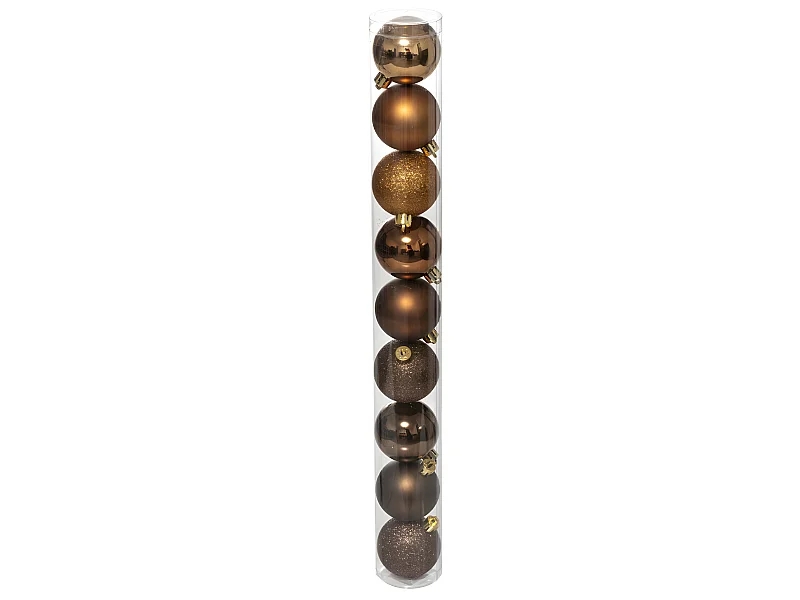Déco de sapin Lot de 9 Boules de Noël D 6 cm - Bronze