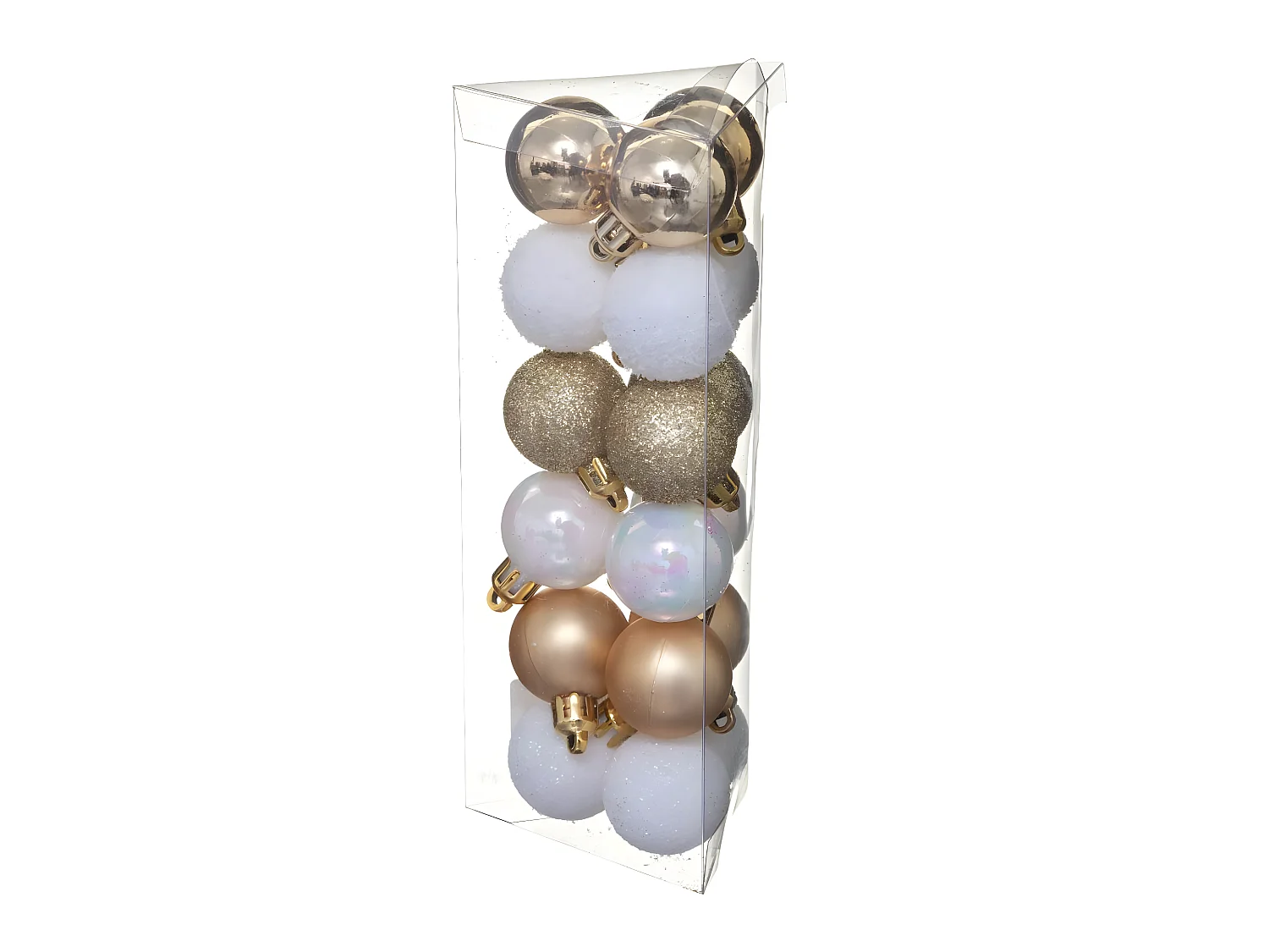 Déco de sapin Lot de 18 Boules de Noël  D 3 cm - Or et Blanc