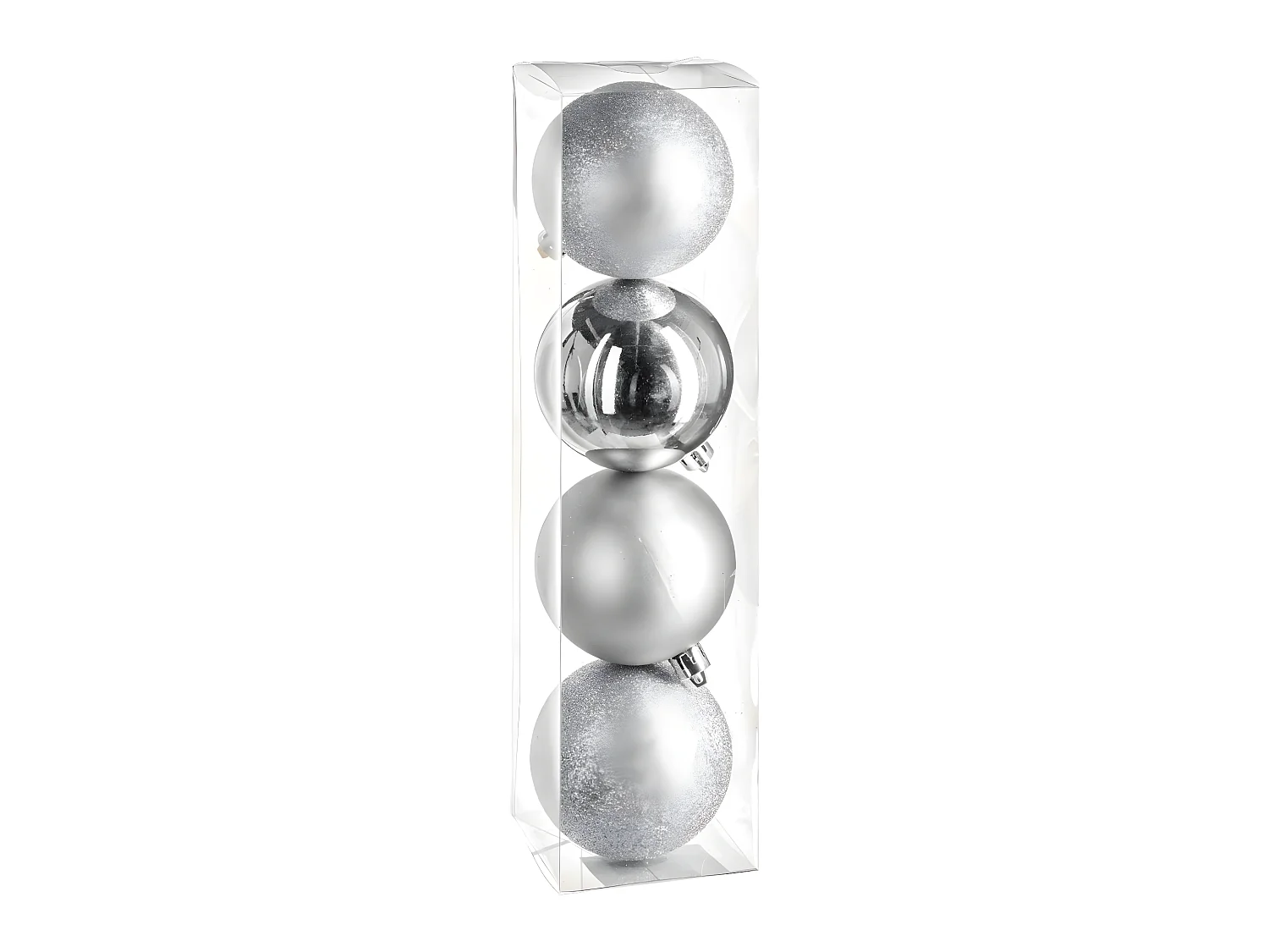 Déco de sapin Lot de 4 Boules de Noël D 8 cm - Argent