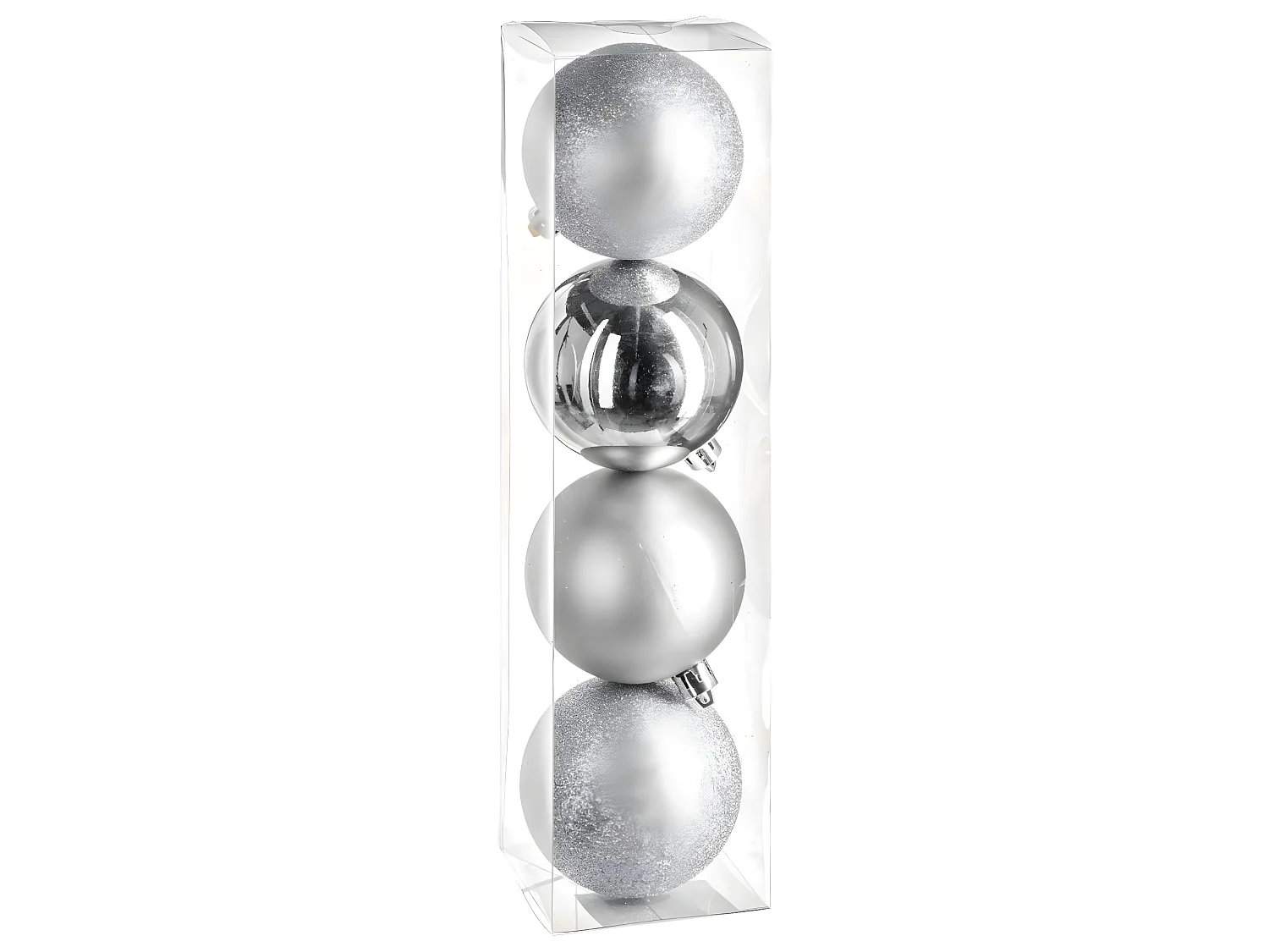 Déco de sapin Lot de 4 Boules de Noël D 8 cm - Argent