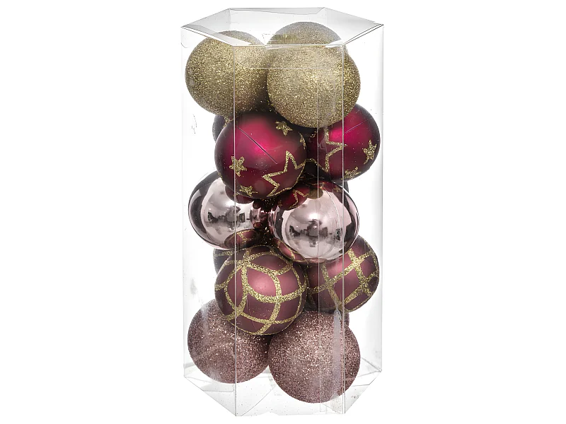 Déco de sapin Lot de 15 Boules de Noël D 5 cm - Rose et Or