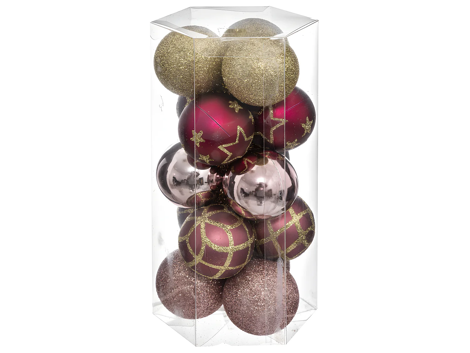 Déco de sapin Lot de 15 Boules de Noël D 5 cm - Rose et Or