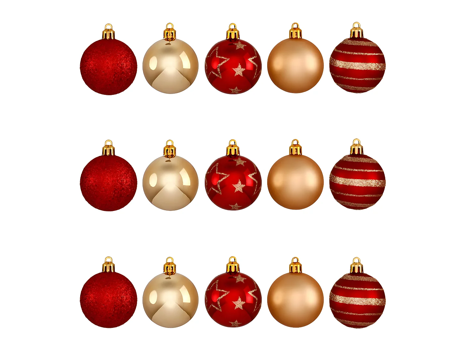 Déco de sapin Lot de 15 Boules de Noël D 5 cm - Rouge et Champagne