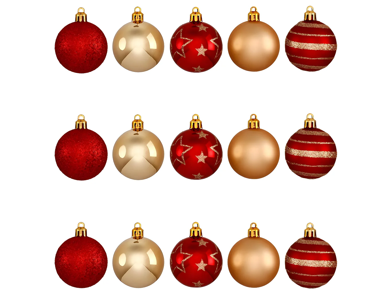Déco de sapin Lot de 15 Boules de Noël D 5 cm - Rouge et Champagne