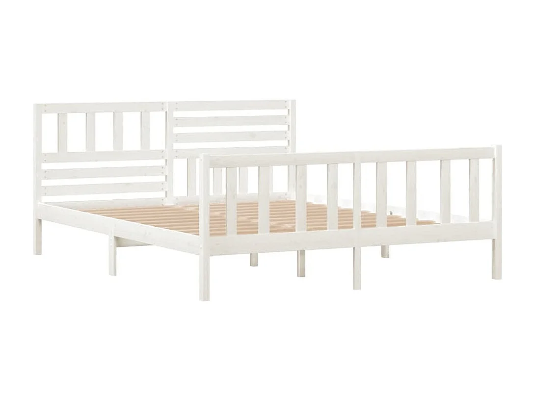 Cadre de lit sans matelas blanc bois massif 120x200 cm
