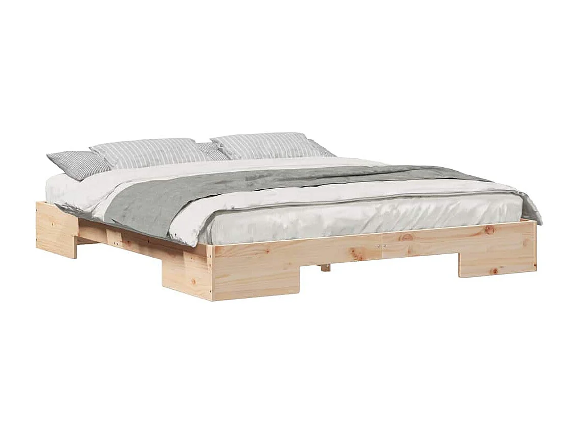 Cadre de lit surélevé Marron 200 x 200 cm Bois massif en pin