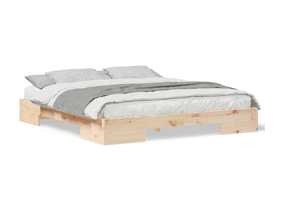 Cadre de lit surélevé Marron 200 x 200 cm Bois massif en pin