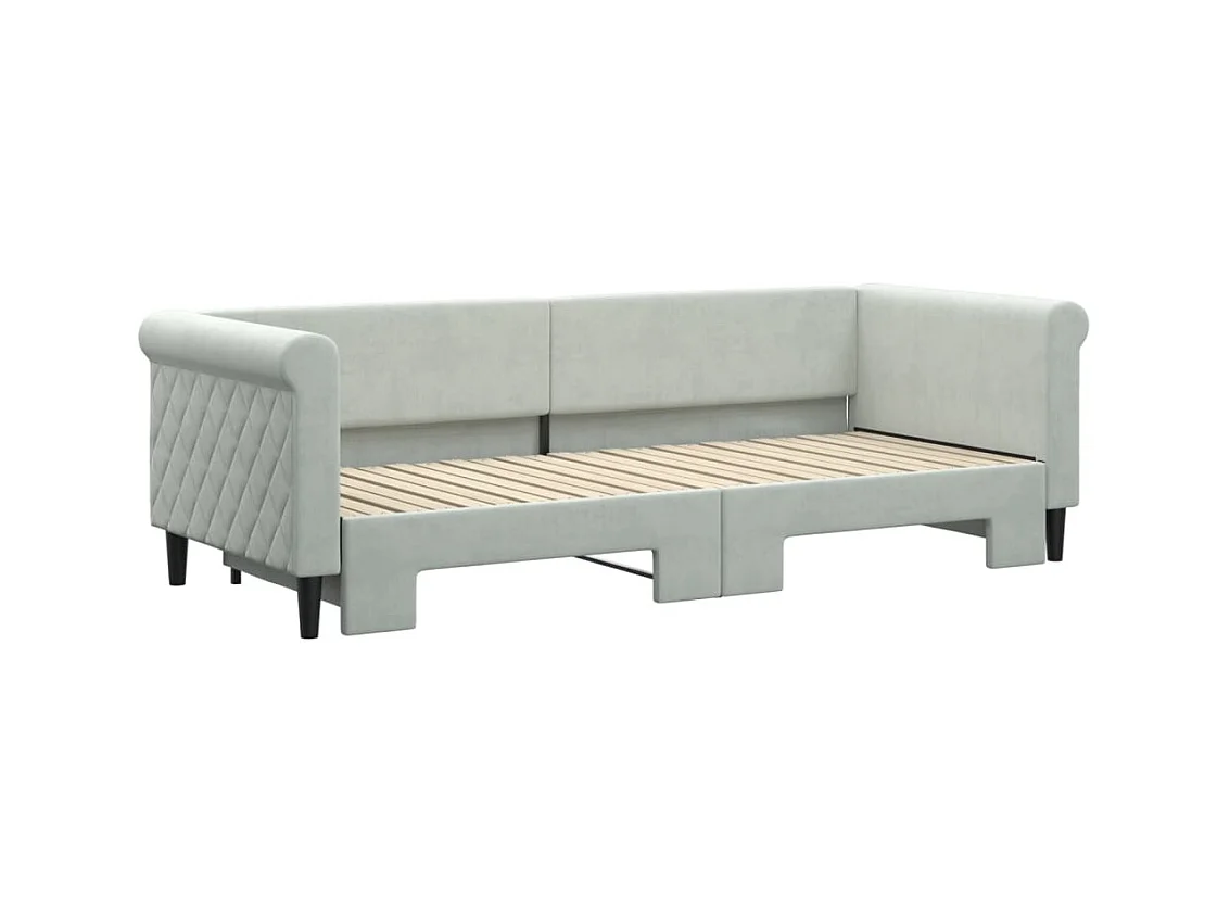 Dagbed met onderschuifbed zonder matras lichtgrijs 80x200 cm