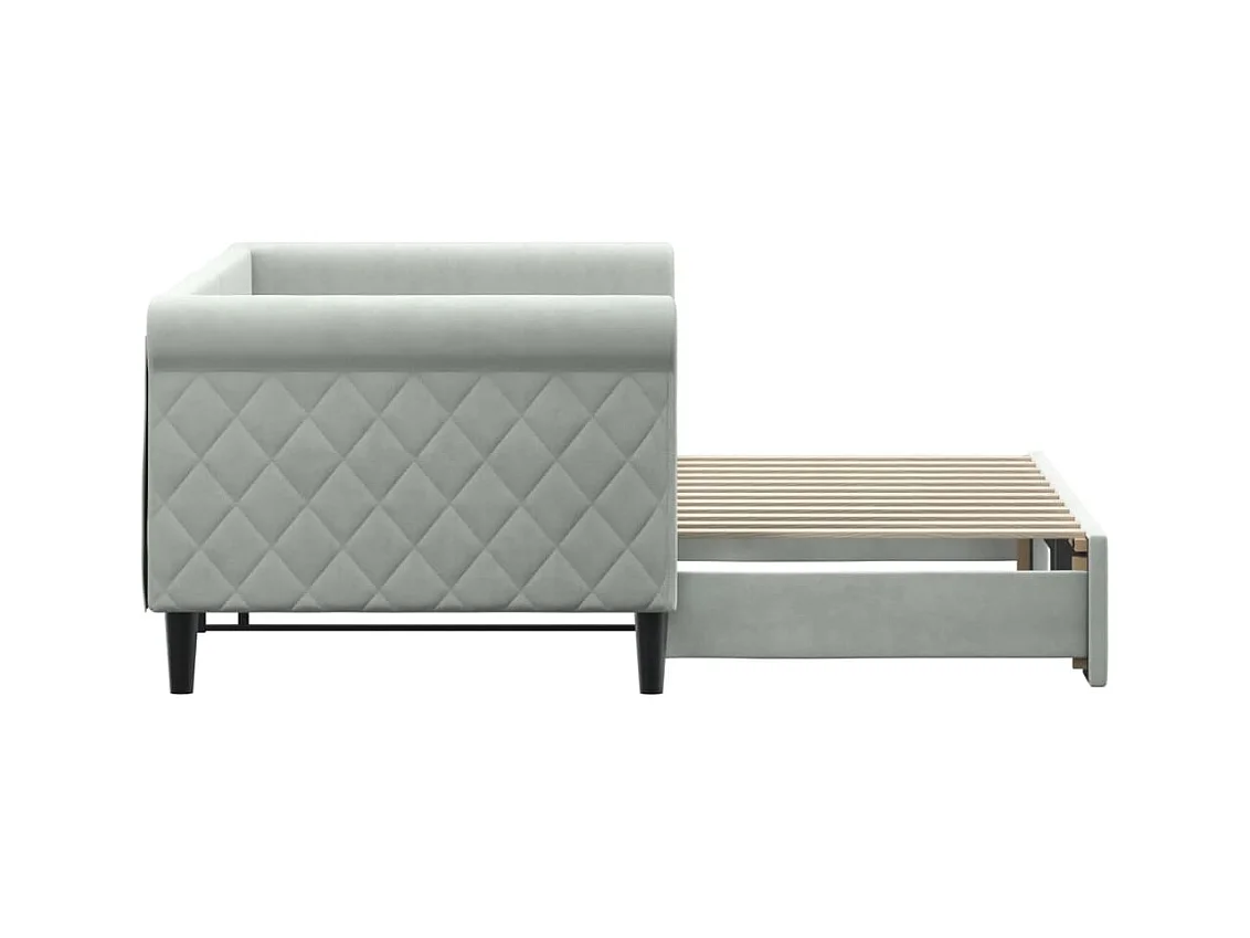 Dagbed met onderschuifbed zonder matras lichtgrijs 80x200 cm