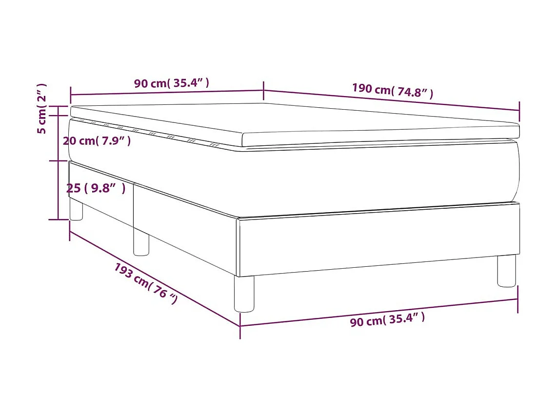 Lattenbodem en matras Donkergrijs 90x190 cm Stof