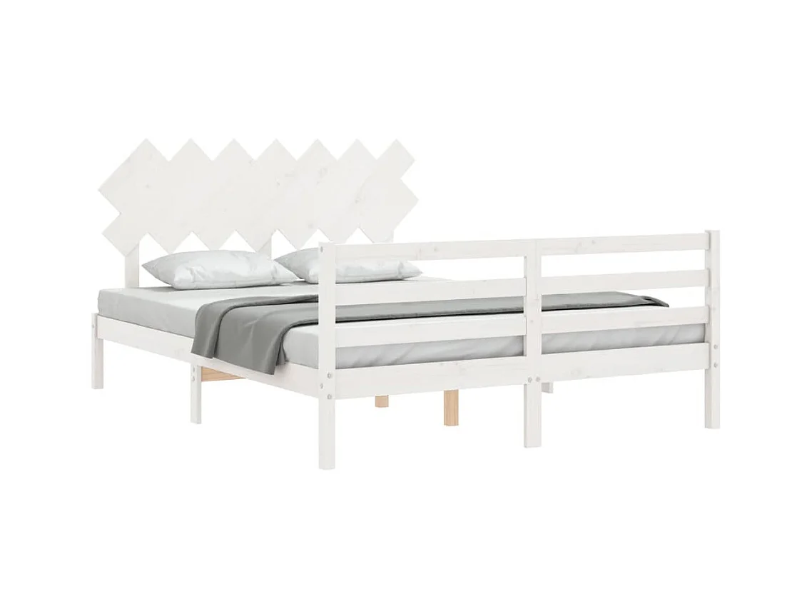 Estructura de cama sin colchón blanco 140x190 cm madera maciza