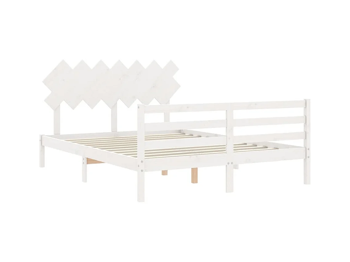 Estructura de cama sin colchón blanco 140x190 cm madera maciza