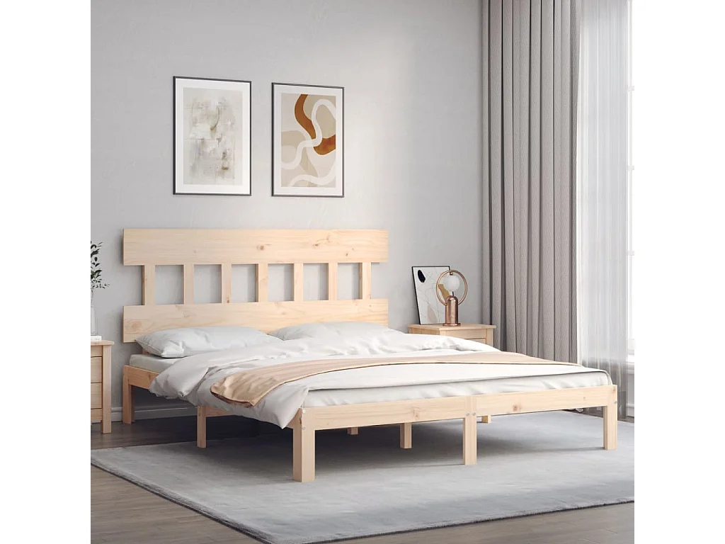 Estructura de cama sin colchón 160x200 cm madera maciza de pino