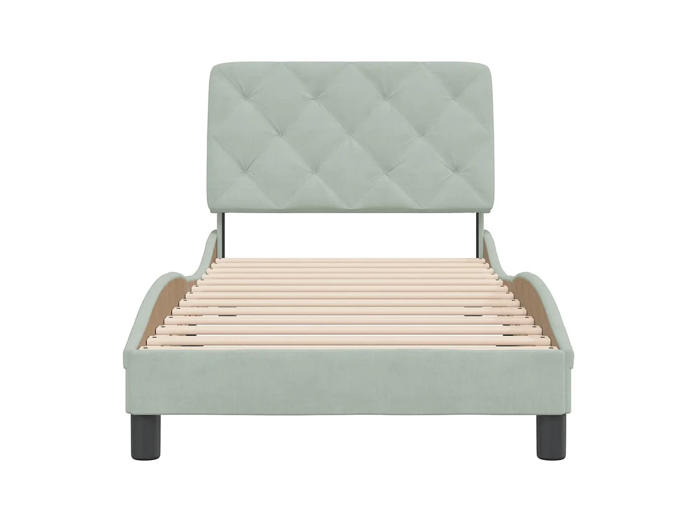 Struttura letto senza materasso grigio chiaro 90x200 cm velluto