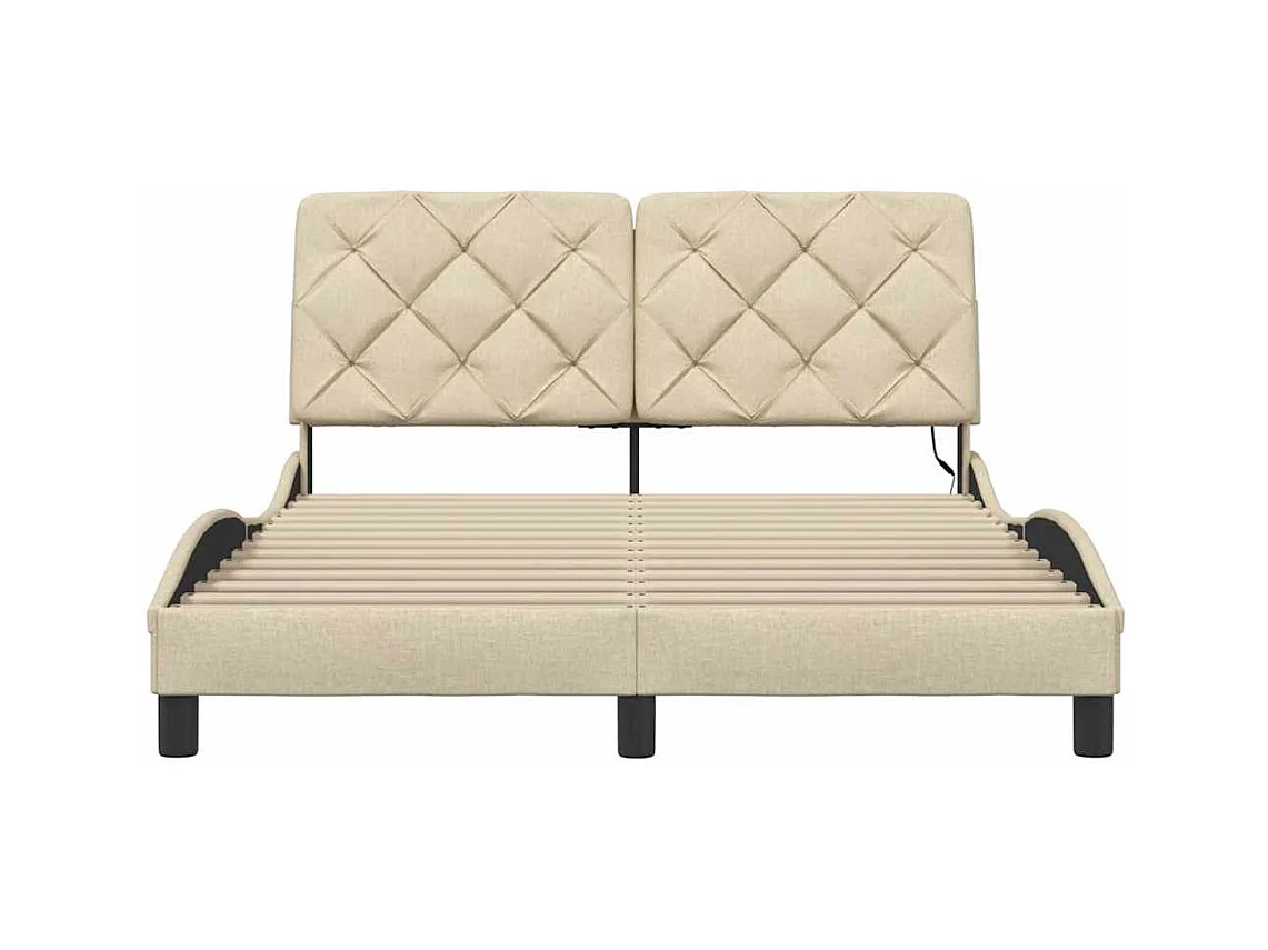 Bedframe met LED zonder matras crème 140x200 cm stof