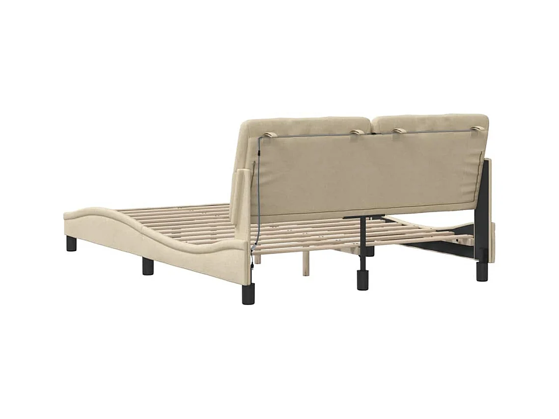 Bedframe met LED zonder matras crème 140x200 cm stof