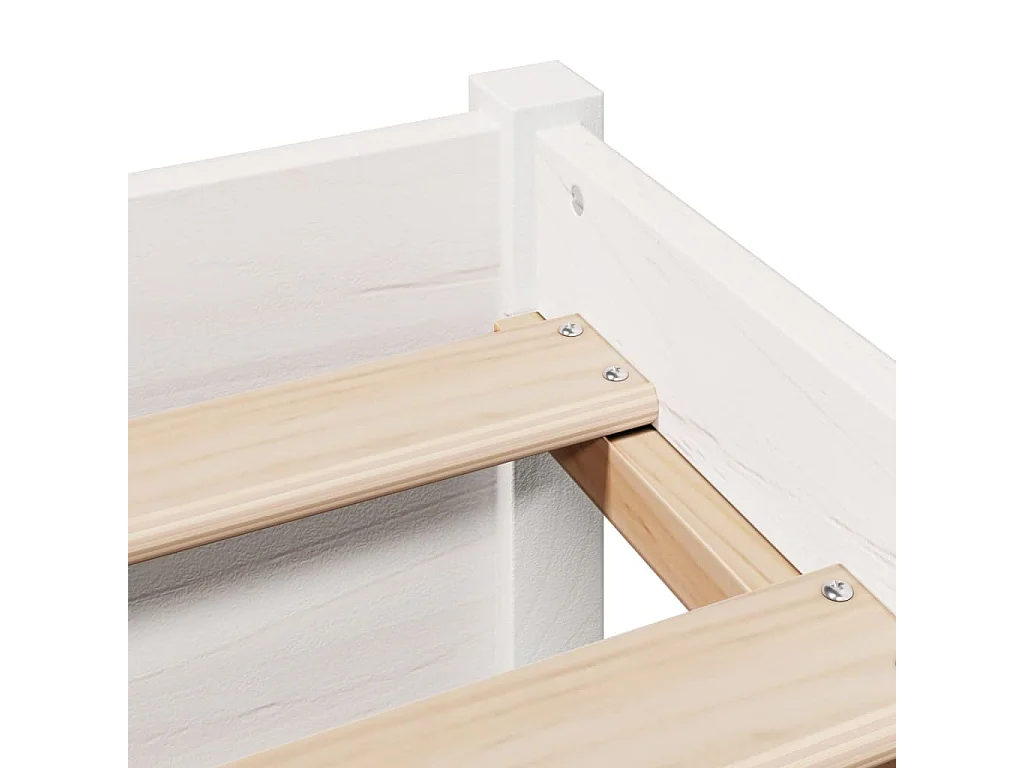 Letto libreria bianco senza materasso 120x200 cm in legno massello di pino