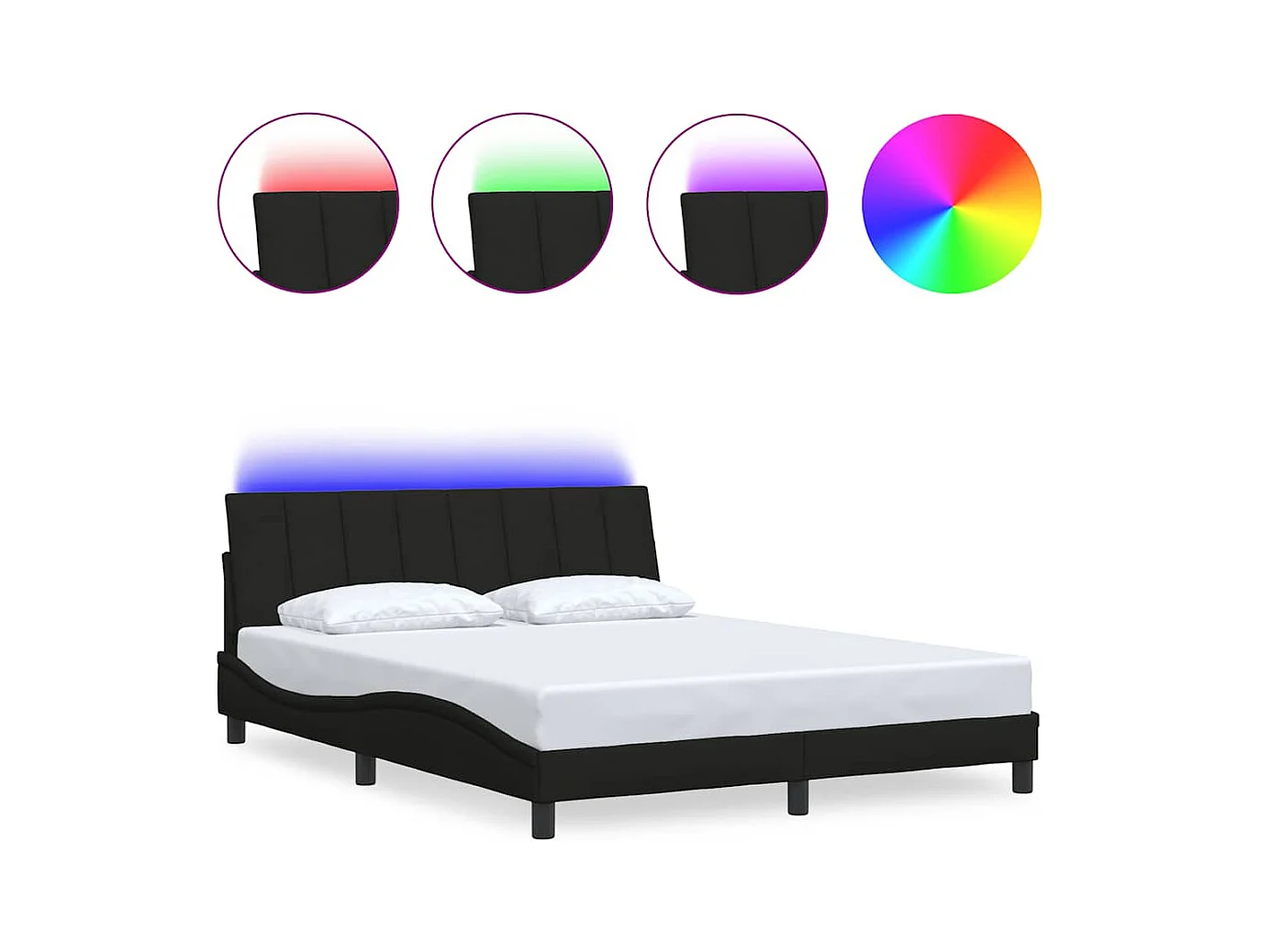 Struttura letto senza materasso tessuto nero 160x200 cm