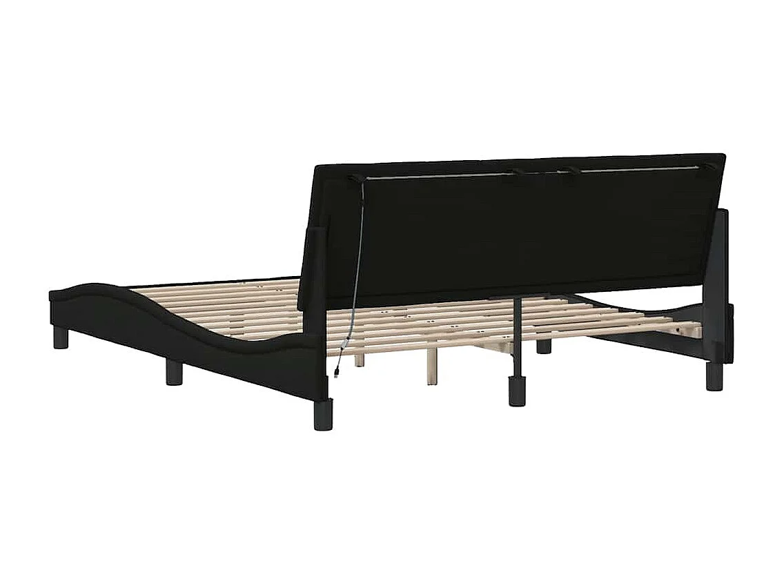 Cadre de lit sans matelas noir 160x200 cm tissu