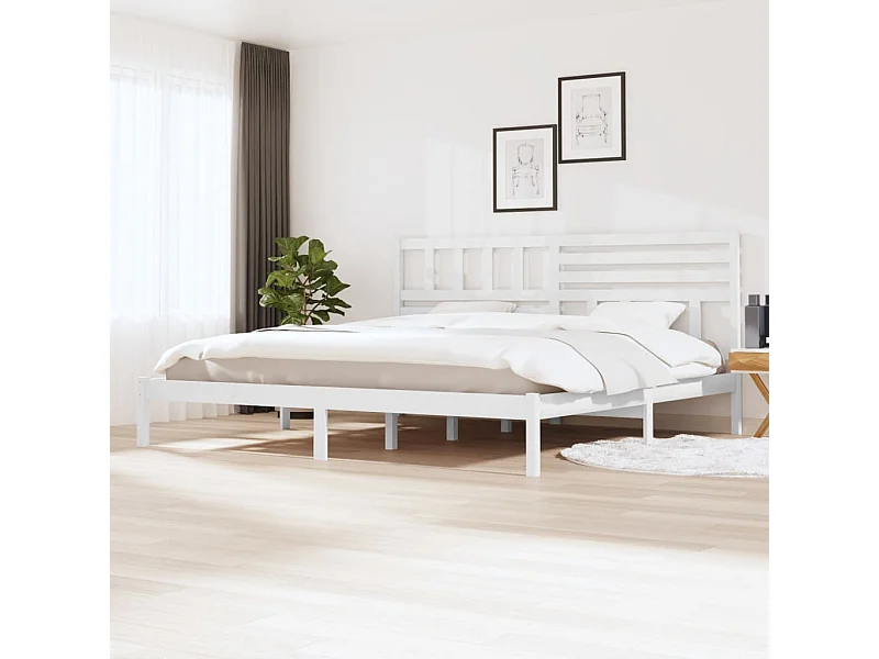 Cadre de lit sans matelas blanc bois massif de pin 200x200 cm