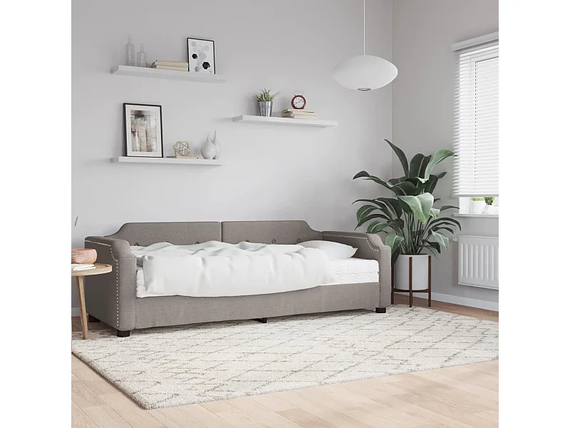Dagbed met taupe matras 80x200 cm stof