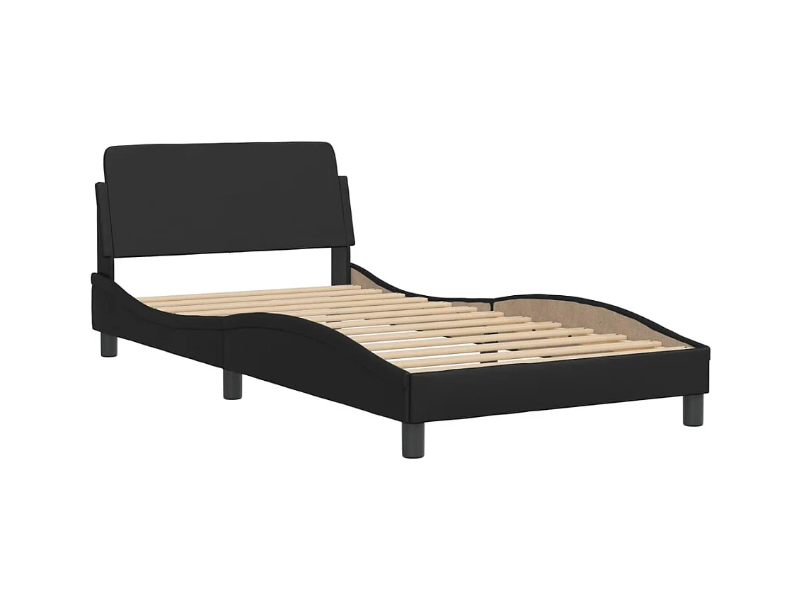 Lit avec matelas noir 100x200 cm similicuir