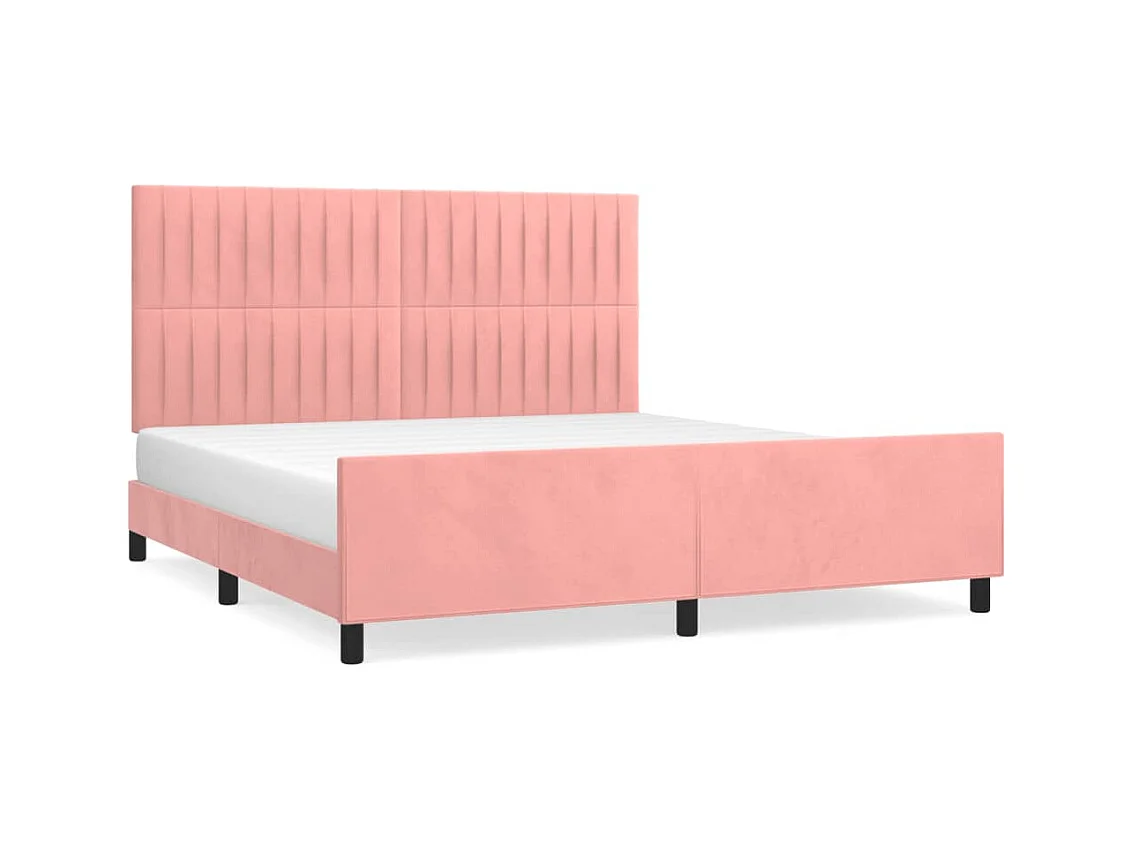 Struttura letto in velluto rosa senza materasso