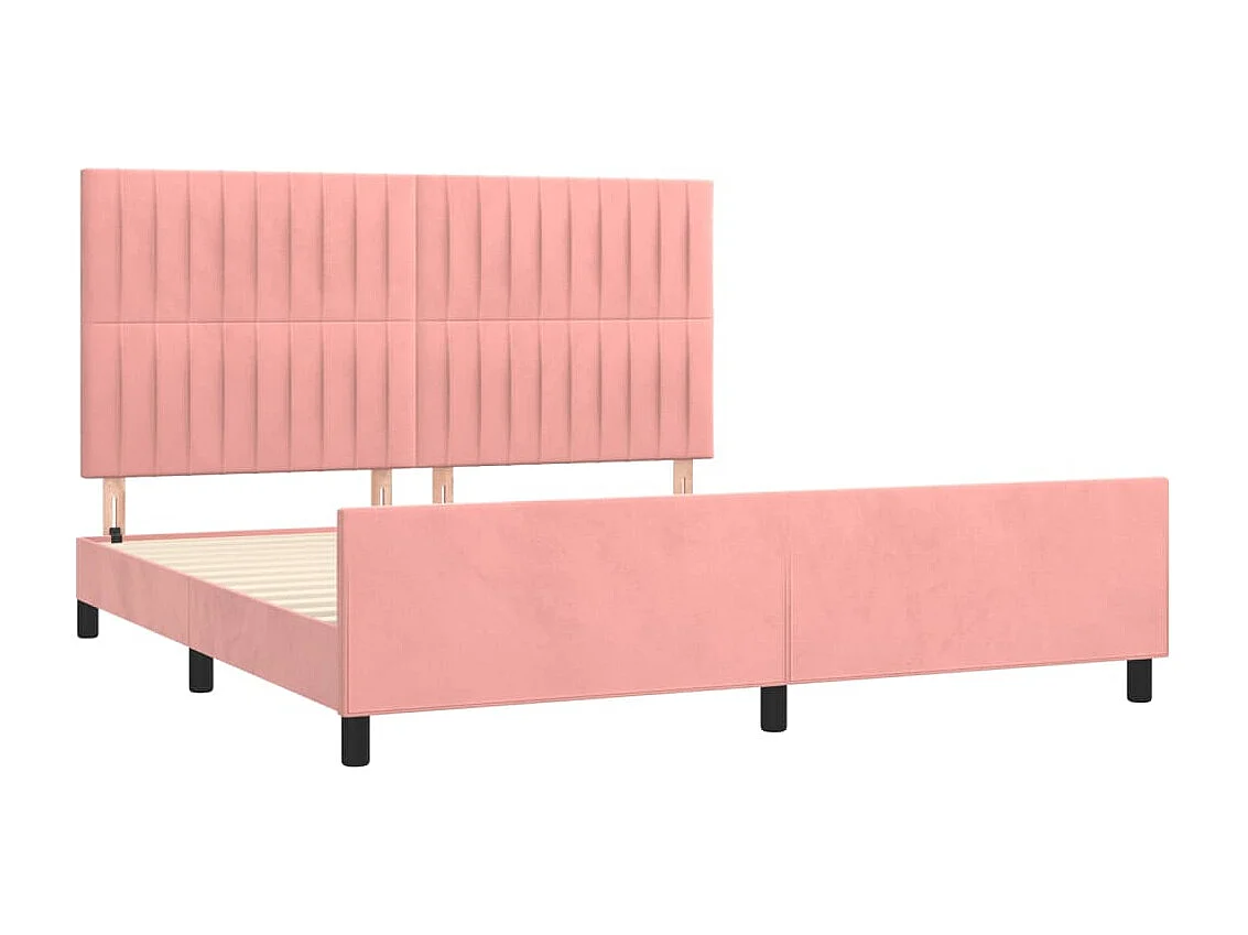Estructura de cama de terciopelo rosa sin colchón