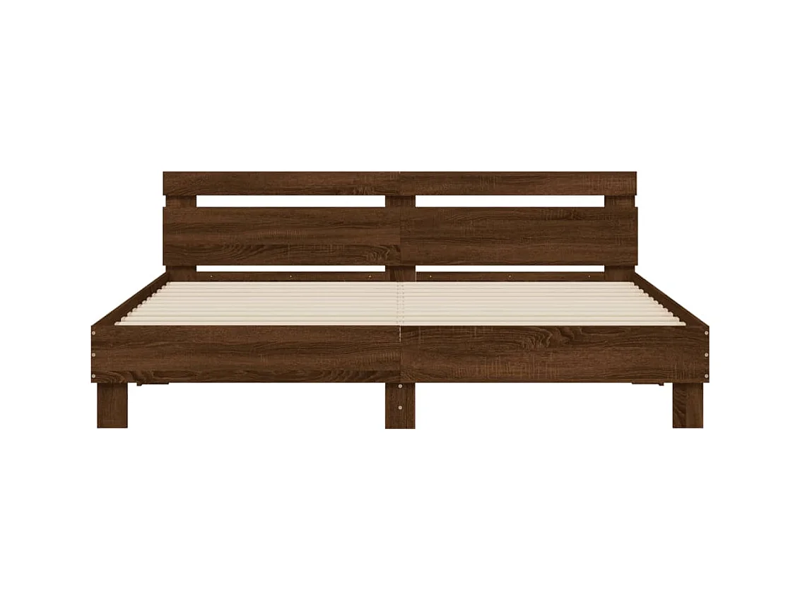 Bedframe met LED zonder matras bruin eiken 180x200 cm