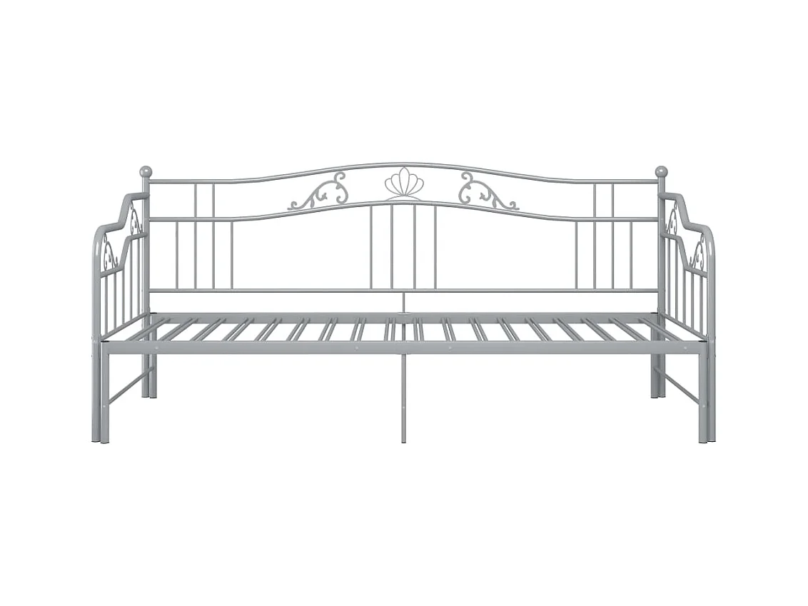 Cadre de canapé-lit extensible sans matelas gris métal 90x200cm