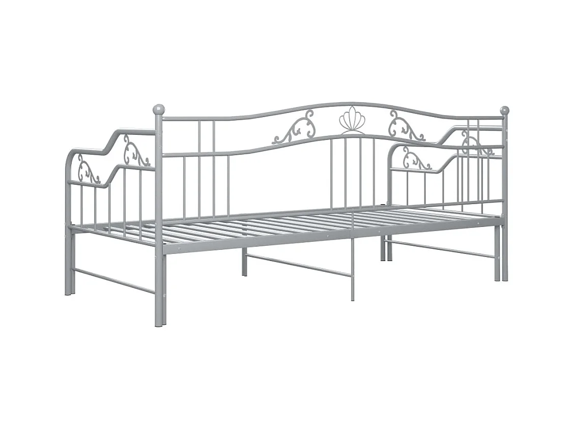 Cadre de canapé-lit extensible sans matelas gris métal 90x200cm