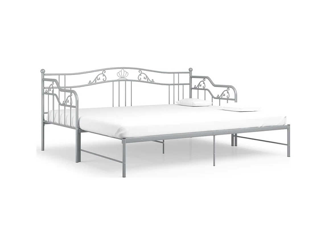 Estructura de sofá cama extensible sin colchón metal gris 90x200cm