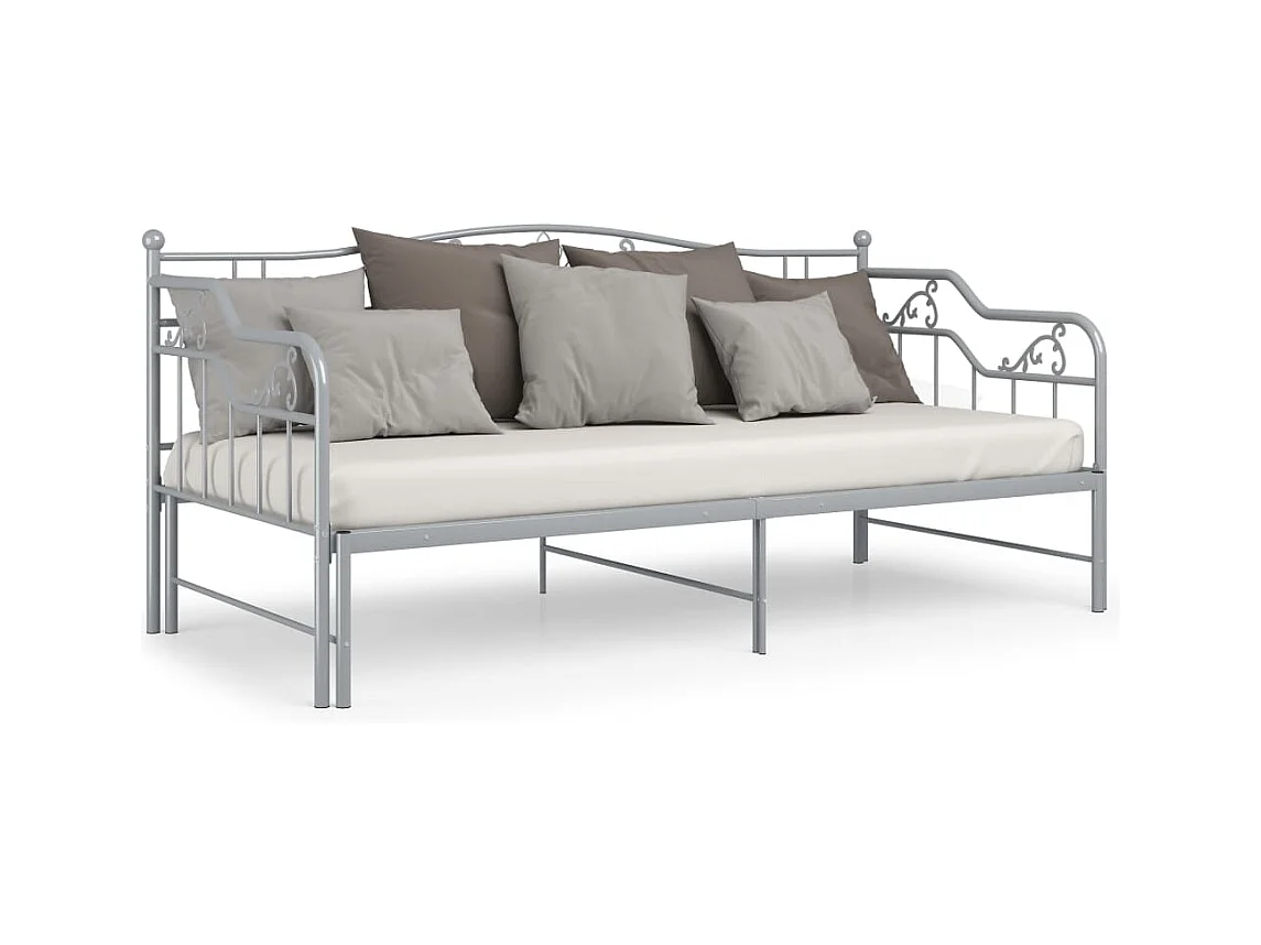 Estructura de sofá cama extensible sin colchón metal gris 90x200cm