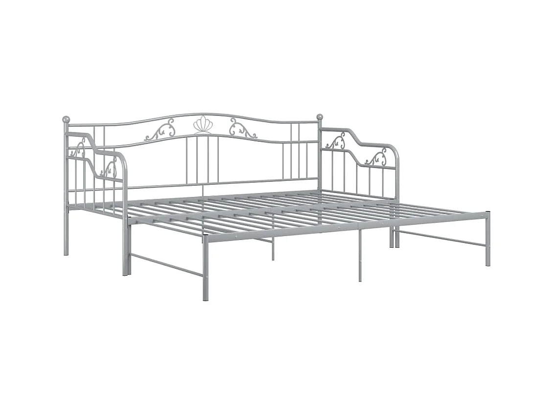 Estructura de sofá cama extensible sin colchón metal gris 90x200cm
