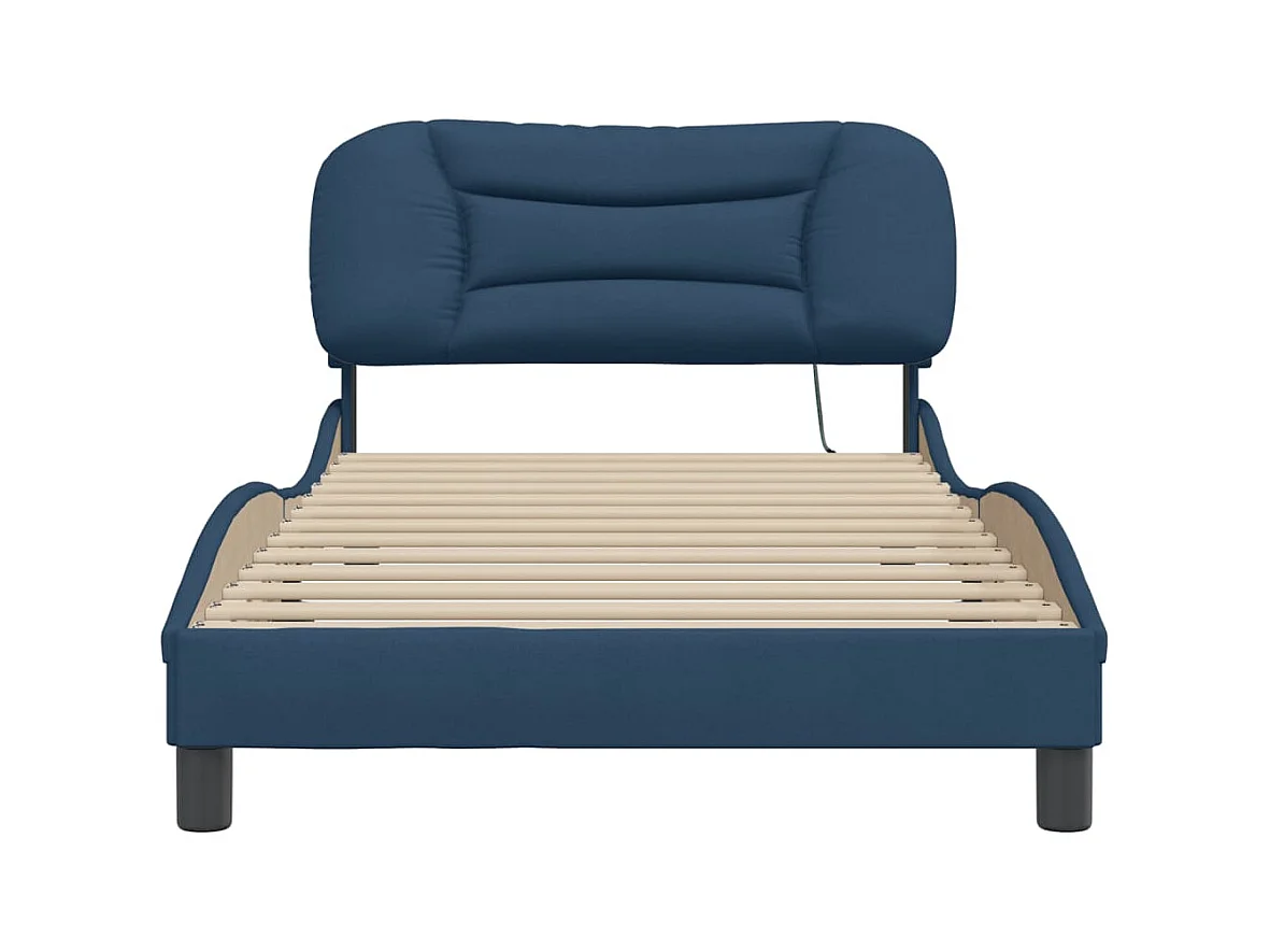 Estructura de cama sin colchón tela azul 100x200 cm