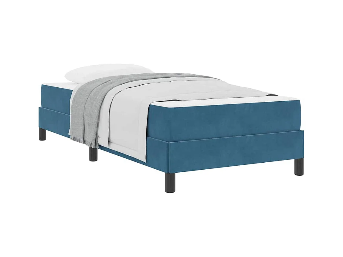 Letto a molle con materasso Blu scuro 90 x 200 cm Velluto