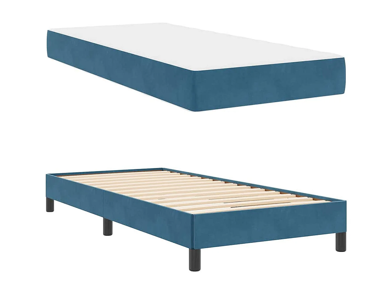 Letto a molle con materasso Blu scuro 90 x 200 cm Velluto