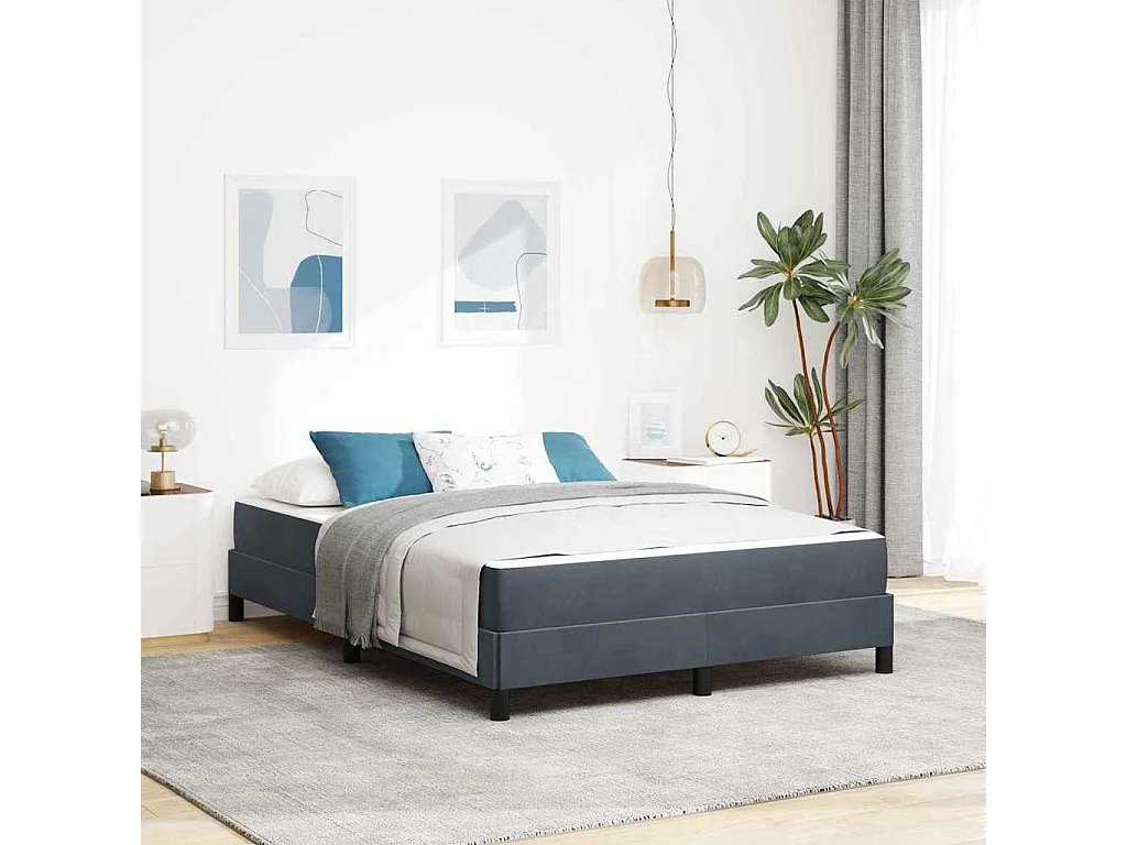 Lit boxspring avec matelas Gris foncé 160 x 200 cm Velours