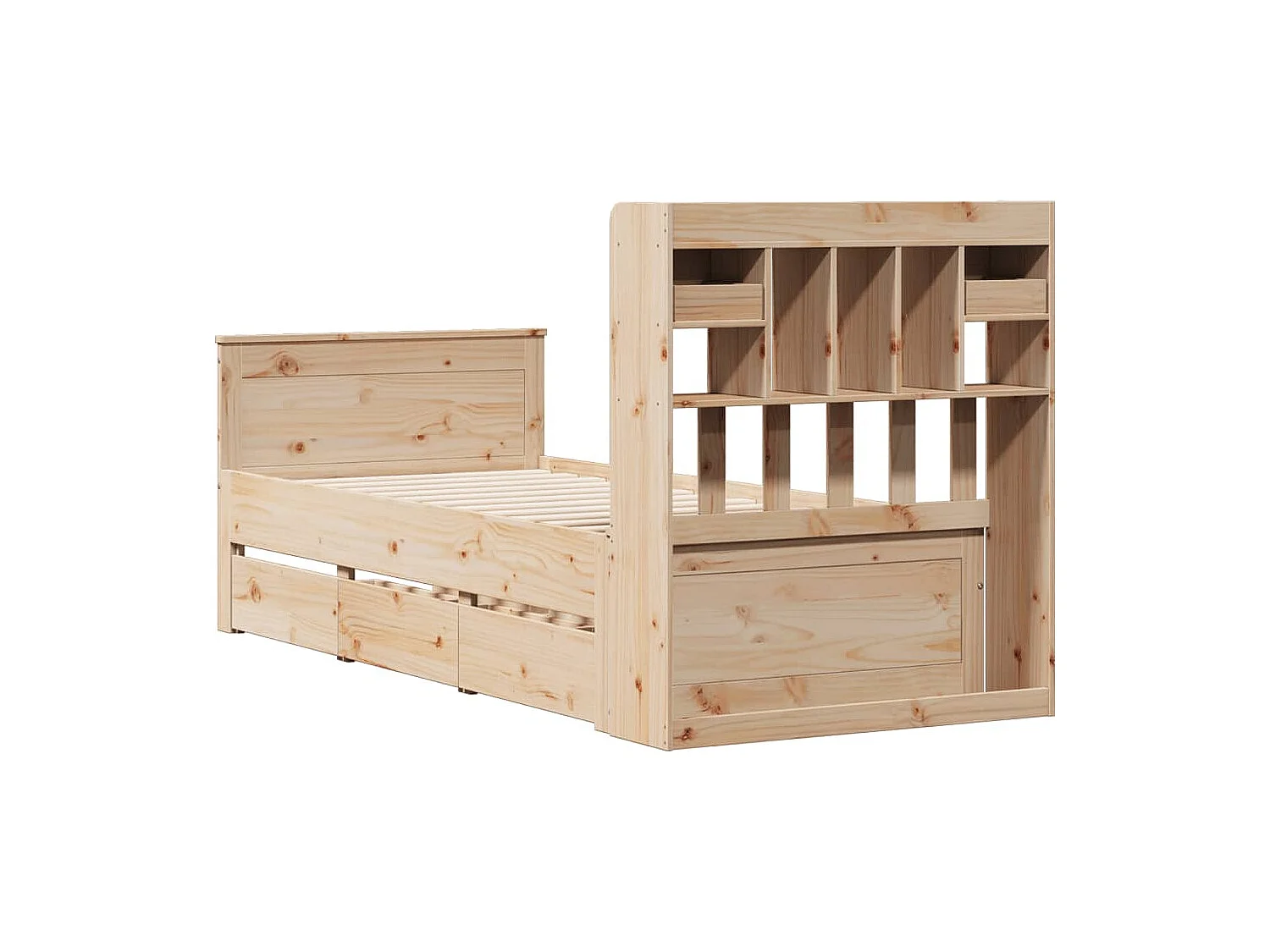 Lit bibliothèque sans matelas 75x190 cm bois de pin massif