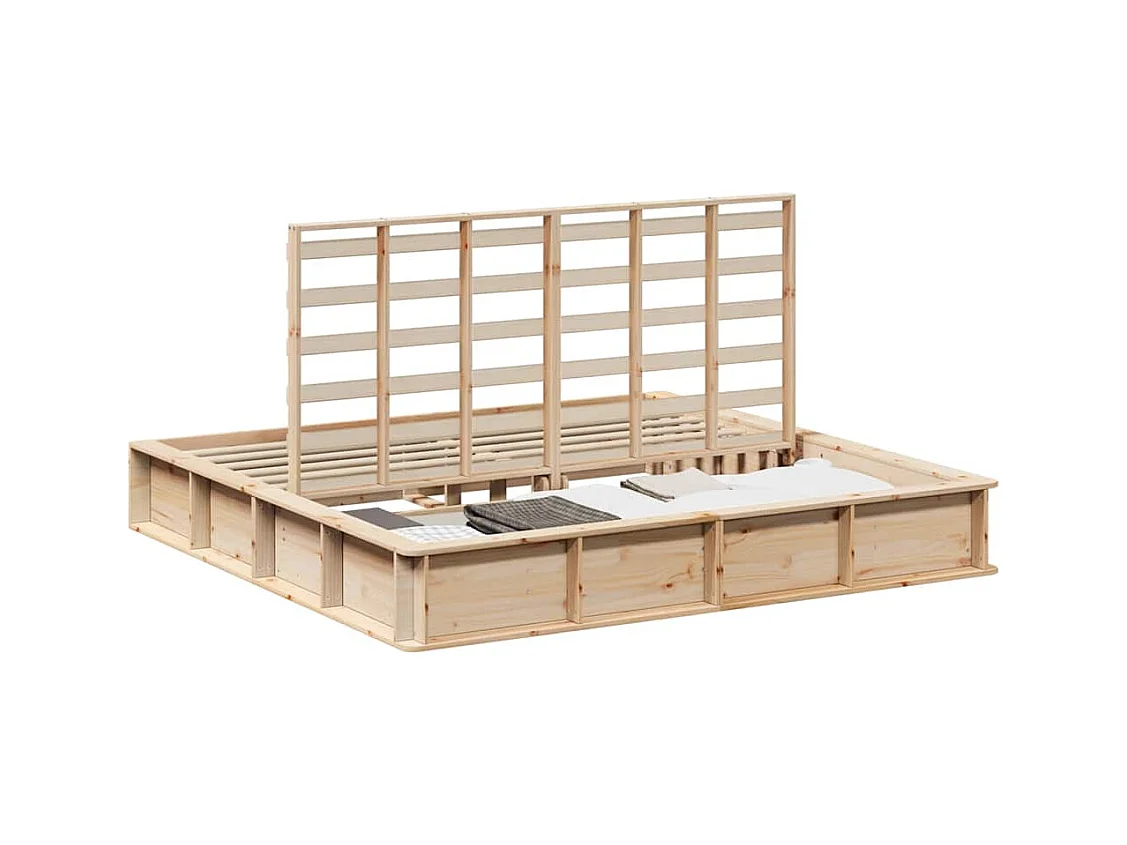 Bedframe met opbergruimte Bruin 200 x 200 cm Dennenhout