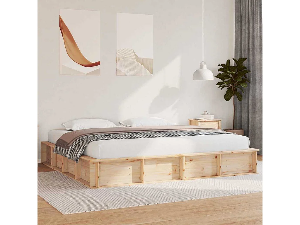 Struttura letto con contenitore Marrone 200 x 200 cm Legno di pino