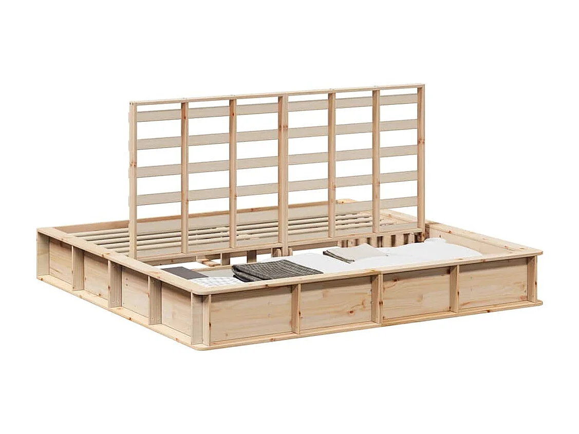 Struttura letto con contenitore Marrone 200 x 200 cm Legno di pino