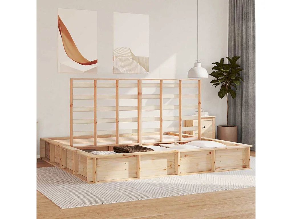 Struttura letto con contenitore Marrone 200 x 200 cm Legno di pino