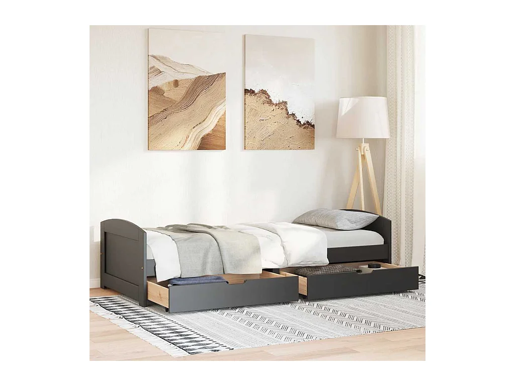 Dagbed met 2 lades zonder matras IRUN zwart 90x200 cm