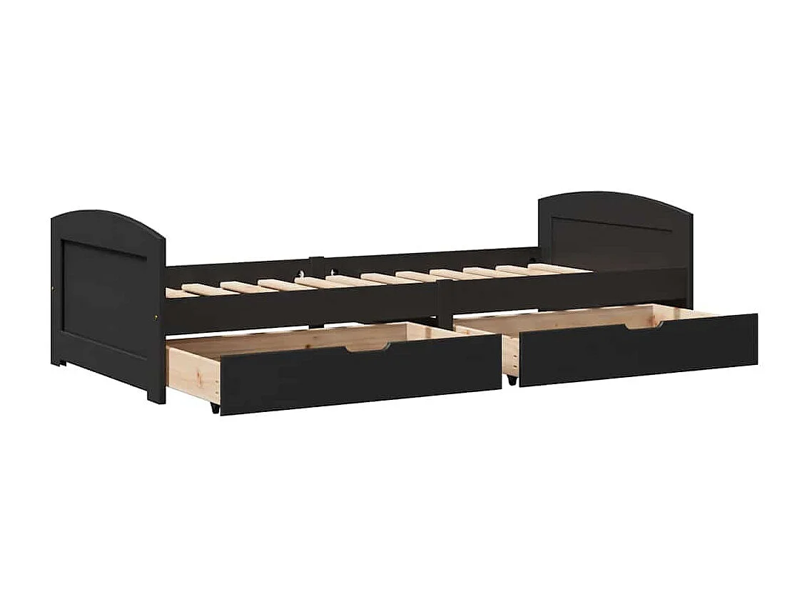 Dagbed met 2 lades zonder matras IRUN zwart 90x200 cm
