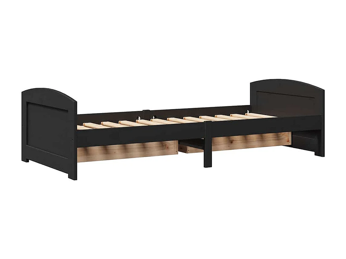 Dagbed met 2 lades zonder matras IRUN zwart 90x200 cm